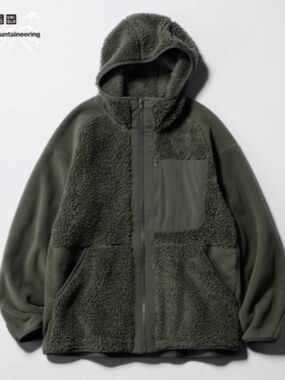 White Mountaineering + Uniqlo  Long sleeve Fleece Hoodie